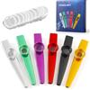 Fansjoy Set di 6 Kazoo Metallo in Lega di Alluminio, Kazu Strumenti Musicali con 12 Membrane Flauto per Adulti