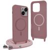 YFSYLL Magnetica Cover per iPhone 13 Mini con Cordino,Compatibile con MagSafe,Silicone Case con Regolabile Cordino da Collo Nylon Catena Collana Tracolla - Rosa Gold