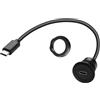 QIANRENON Adattatore per montaggio a incasso USB C da 5 Gbps Cavo corto di ricarica rapida PD60W USB Type C 3.0 Cavo connettore per montaggio fisso filettato maschio a femmina, massimo 20 V 3 A, per c