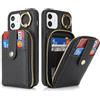 SailorTech Custodia per telefono per iPhone 12 Supporto ad anello con cerniera per carta di credito, iPhone 12 Pro Custodia in pelle Portafoglio con portacarte per donne-Nero