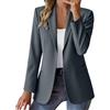 Generic Giacca da donna a maniche lunghe con revers, slim fit, con un bottone, formale, da lavoro, blazer da ufficio, giacche da lavoro, abbigliamento e cardigan aperti con tasche, Grigio, S