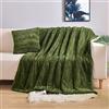 YUSOKI Lussuosa coperta in finta pelliccia (senza cuscini) a 2 strati, 1,4 kg, per tutte le età, decorazione per la casa (verde oliva, 127 x 160 cm)