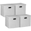 Posprica Contenitori portaoggetti con coperchi, 33 x 33 x 33 cm, pieghevoli, in tessuto, per armadi, scaffali, armadietti, librerie, set o f 4, grigio argento