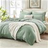 Andency Set di piumone queen size, 7 pezzi, con nappe boho, morbido e leggero, biancheria da letto per tutte le stagioni con frange, con piumone, lenzuola, federe e copricuscini, verde salvia