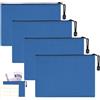 Klerbesh Portadocumenti A5 con Cerniera, 24x18 cm Borsa Portasoldi in Oxford Impermeabile con Etichette incluse, per Organizzare Contanti, Documenti e Carte, Ideale per Casa, Ufficio, Viaggi (4 pezzi blu)