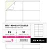 Netuno 25 fogli A4 Etichette Autoadesive 10,5 x 5,7 cm (10 pezzi per foglio) etichette carta bianca per imballaggi ufficio pacchi corrieri logistica archiviazione documenti stampabili scrivibili