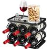 Nuovoware Portabottiglie da appoggio, 6 bottiglie, 2 ripiani, nero | Pieghevole, in acciaio al carbonio, portabottiglie per cucina, bar, dispensa e cantina