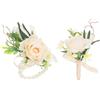 PATIKIL Set di Fiori Artificiali per Polsino e Boutonniere, 1 Set per Uomini Donne Sposo Sposa Damigelle Cerimonia di Matrimonio Anniversario Cena Festa Laurea Decorazione Natale, Luce