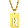 Richsteel Collana con Ciondolo a Forma di Lettera A-Z 26 Personalizzabile con Lettera dell'Alfabeto con Catena di Grano Resziabile Placcato Oro/Nero e Acciaio Inossidabile Gioielli Unisex