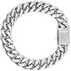 Breil, Collezione Steel & Spark, Bracciale Uomo in Acciaio con Catena Groumette e Pavè di Cubic Zirconia, Chiusura a Pulsante, Finitura Lucida, Lunghezza 20 cm
