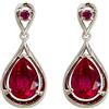 Navachi - Orecchini a perno in argento Sterling 925 placcato oro bianco 18 k con smeraldo rubino quadrato 7,1 ct e Argento, colore: Rosso, cod. SIL-9120-1