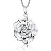 jiamiaoi Collana con ciondolo in argento Sterling 925 vintage a forma di rosa con diamante, ottimo regalo per San Valentino e Argento, colore: Rose Flower, cod. Rose Flower