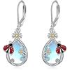 VONALA Orecchini con pietra di luna in argento sterling 925, farfalla/libellula/fiore d'ape, pendenti a goccia, orecchini Larimar, turchese, abalone, conchiglia, gioielli di compleanno per donne e ragazze