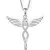 FJ Collana Croce Ala d'Angelo Argento 925 Collana con Ciondolo Angelo Custode Collana Infinito Aprile Pietra Portafortuna Zirconia Cubica Gioielli Regalo per Donna