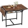 YITAHOME Tavolo da pranzo pieghevole, tavolo a goccia estensibile con porta-foglie e 4 gambe regolabili, posti a sedere 2-6 persone, 120 x 78 x 75 cm, marrone rustico e nero