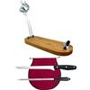 Nerthus FIH 1219 set supporto prosciutto pieghevole testa girevole coltello prosciutto affilatore e copri prosciutto bordeaux per tagliare prosciutto