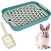ROOMHUAWAY Accessori per conigli, lettiera per conigli, lettiera per conigli con pala, toilette per conigli, lettiera per gatti, doppio strato, griglia angolare per conigli, criceti, porcellini d'India, piccolo