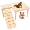 QingWing Piattaforma in Legno per Cricet, Piattaforma per Criceti in Legno per Piccoli Animali per Piccoli Animali, Struttura Gioco per Ratti, Scoiattoli e Uccelli Domestici (28 * 17 * 13,5 cm)