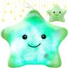 Shengou Cuscino con Led, Cuscini a Forma di Stella, Cuscino Peluche Luce Notturna, Cuscini Decorativi a Forma di Stella, per Compleanno e Natale (Verde erba)