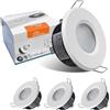 Sweier 4 Pack Faretti a Soffitto IP65 Impermeabili Base GU10 - Bianco Led da Soffitto, Alluminio Pressofuso Antiriflesso, Taglio 68mm, per Bagno Cucina Esterno Interno (Lampadine Escluse)
