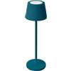 SHOT BOTLIGHTING EMMA MINI Lampada da Tavolo LED Ricaricabile con Touch Dimmer|Autonomia 48h|Ricarica USB con Basetta |IP54 per Interni ed Esterni|Design Originale in Alluminio (BLU PETOLIO)