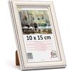 3-B Cornice portafoto Bari RUSTIKAL - Bianco/Nero - 10 x 15 cm - Cornice in legno, cornice portafoto con vetro acrilico