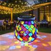 TOTHDATE 1 pz Luci solari ovali a mosaico esterno, on/off, in vetro, da appendere, a mosaico, luci solari IP65 impermeabili per tavolo, prato, sentiero, cortile, ponte, recinzione, luce rossa quadrata