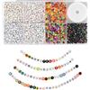 JRSHIRLEYLTD 1600 pezzi colori acrilici lettere perline, numeri colorati, perline con lettere, cubo alfabeto perline con corda, per fare gioielli, collana, portachiavi, hobbisti, adulti