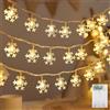Koboko Catena luminosa con fiocchi di neve, 3 m, 20 LED, fiocchi di neve, a batteria, luce bianca calda, catena di luci natalizie, luci decorative per matrimoni, Natale, Capodanno