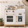 ROBUD Cucina per bambini in legno, cucina da gioco Montessori, dispenser di cubetti di ghiaccio, cucina per bambini con accessori, giocattolo a partire dai 3 anni, regalo per ragazze e ragazzi (bianco