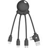 Xoopar Octopus - Cavo Multi 4 in 1 Caricatore Universale in Plastica Riciclata Ocean - Spine USB, USB-C, Lightning, Micro USB - Compatibile Con Tutti Gli Smartphone - OBP Nero