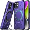 DASFOND Cover Compatibile con iPhone 14, Militare Rigida Armor Custodia con Anello Cavalletto [Supporto Magnetico], Antiurto Protettiva Case in Robusto TPU per iPhone 14(6,1"), Erba Verde