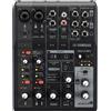 Yamaha AG06MK2 Live Streaming Mixer Nero 2 Mic Ingresso Loopback USB-C Effett...