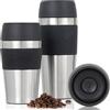 moon bottles Tazza Termica da Viaggio Moon 360° - Borraccia termica, Termos Caffè, Antiperdite, Thermos per bevande calde, acciaio inossidabile, adatta ai portabicchieri dell'auto (300 ml, met./nero)