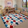 HUGEAR Tappeto Salotto 120x180cm Pelo Lungo Grande Multicolore Bianco Morbido Tappeti Antiscivolo Moderno Camera da Letto Cucina Sala Scendiletto Esterno Bambina Tappeti Rombi Geometrico