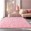 BSGIFT Tappeto pelo lungo soffice 120 x 160 cm, tappeto soggiorno camera da letto, antiscivolo, morbido e confortevole, ideale per divano, comodino, bambini, decorazione moderna, rosa