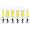 WULUN Lampadina a filamento E14 LED, lampadina a forma di candela, luce bianca fredda (6000 K), 600 lumen, 6 W, ricambio per lampadine tradizionali da 60 Watt, dimmerabili, vetro trasparente, CRI 80+