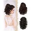 SanKristo 30 cm Coda Capelli Extension con Coulisse, corte ondulate naturali a coda di cavallo sintetiche clip a artiglio Ricci Mossi finta Ponytail posticci parrucche accessori donne, Nero Castano