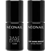 NÉONAIL Shiny Nails Set - Base Extra Soft 7,2 ml & Top Shine Bright 7,2 ml - Smalto Semipermanente Unghie - Base Coat - Top Coat - Nail Polish - Smalto Unghie