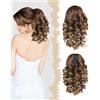 SanKristo 30 cm Coda Capelli Extension con Coulisse, corte ondulate naturali a coda di cavallo sintetiche clip a artiglio Ricci Mossi finta Ponytail posticci parrucche accessori donne, Biondo Castano