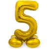 Folat 64705 Palloncino di alluminio con Base Numero Figura 5 Oro 86 cm - decorazione palloncino di elio per compleanno, anniversario