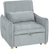 HOMCOM Poltrona Letto 3 in 1 con Schienale Reclinabile e Cuscino, Sedia in Ciniglia con tasche laterali, 88x84x87 cm, Grigio | Aosom Italy