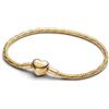 PANDORA Bracciale da donna sfaccettato con chiusura a cuore oro 564236C00, 19 cm, Argento sterling, Nessuna pietra preziosa