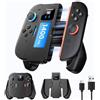 TRANSNOVO Interruttore 2 Impugnatura di Ricarica Compatibile con Nintendo Switch 2 Joycons (2025) (Tipo C 1 m) (nero, Tipo C+1400 mAh)