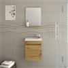 KAMALU Mobiletto 40 con specchio colore legno naturale | LAC-POLIS-40-OAK