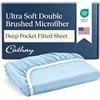 Cathay Home Lussuoso Lenzuolo con Angoli per Letto Singolo, in Microfibra Spazzolata Ultra Morbida, 35,6 cm, con Tasca Standard, Color Acqua, Doppio