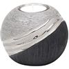 Dekohelden24 Portacandela in ceramica dal design moderno, 10 cm, colore: grigio argento