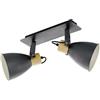 Eglo Lampada da soffitto Coswarth, 2 lampadine, stile vintage, spot luminoso con design industriale, in acciaio e legno, antracite, bianco crema e naturale, attacco E27, certificazione FSC