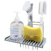 Gosmol Porta spugna per lavello da cucina accessori gadget, portaspazzole per sapone per lavello da cucina, portasapone scolapiatti per bagno su piano di lavoro essenziale Grigio