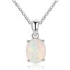 XUEQI S925 Argento Gemme Australiane Opale Ciondolo Medaglioni Collane Ellisse per Il Regalo di San Valentino Le Donna, 925 Silver